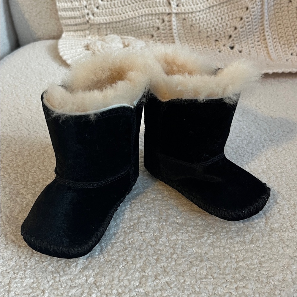 UGG Black Baby Boots with Cream Shearling